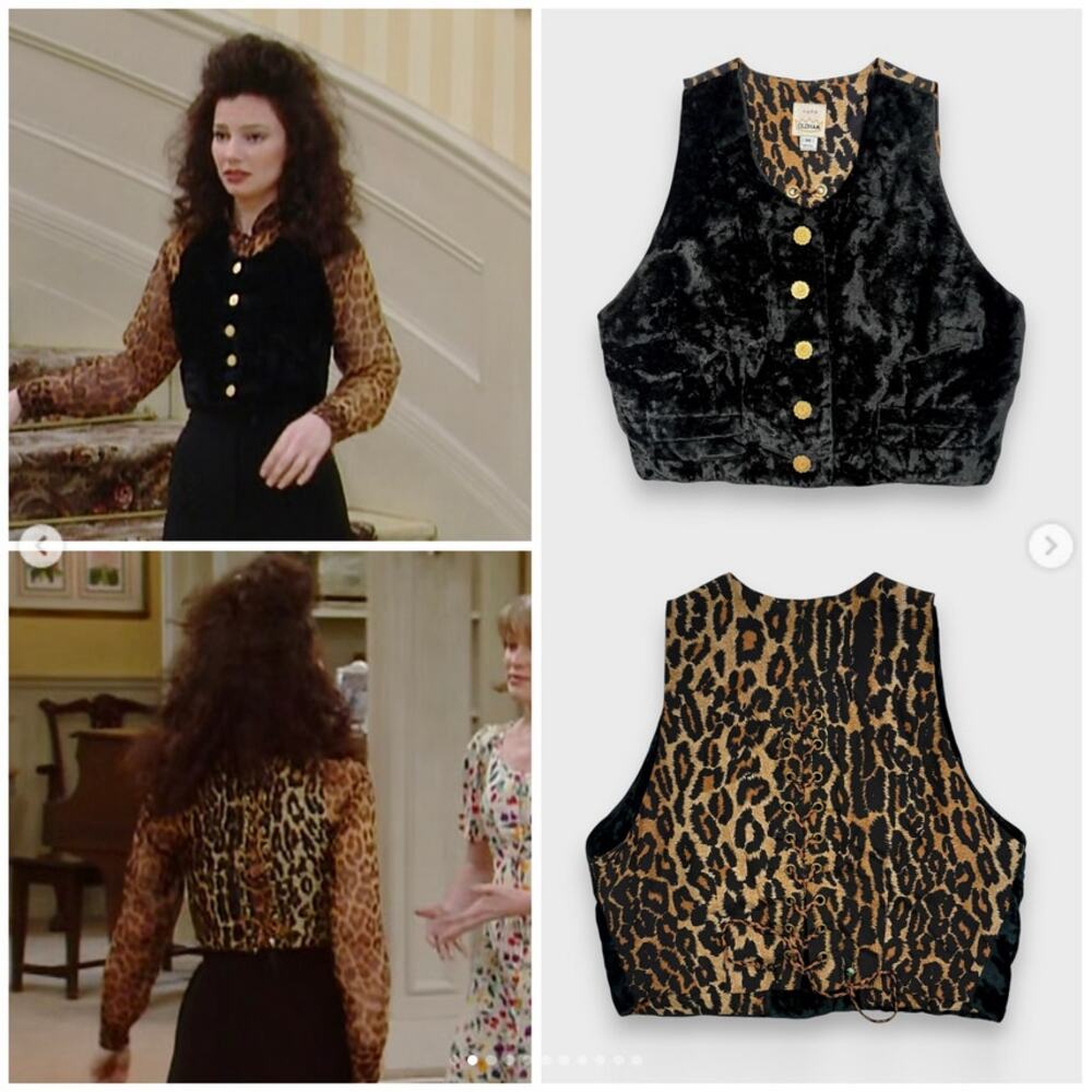 Lauren Ralph Lauren Leopard Print Velvet Vest One Size Animal Print 2000s